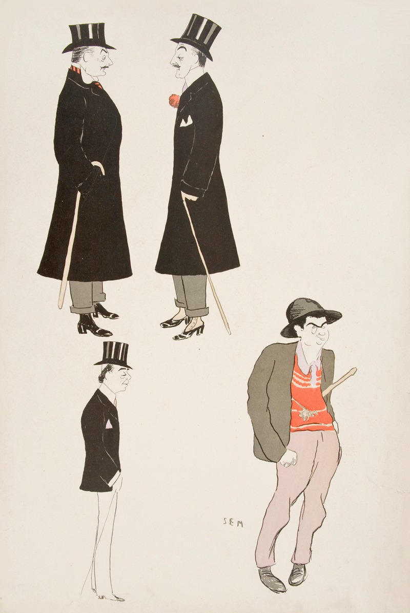 Georges Goursat (Sem) - Four caricatures of men