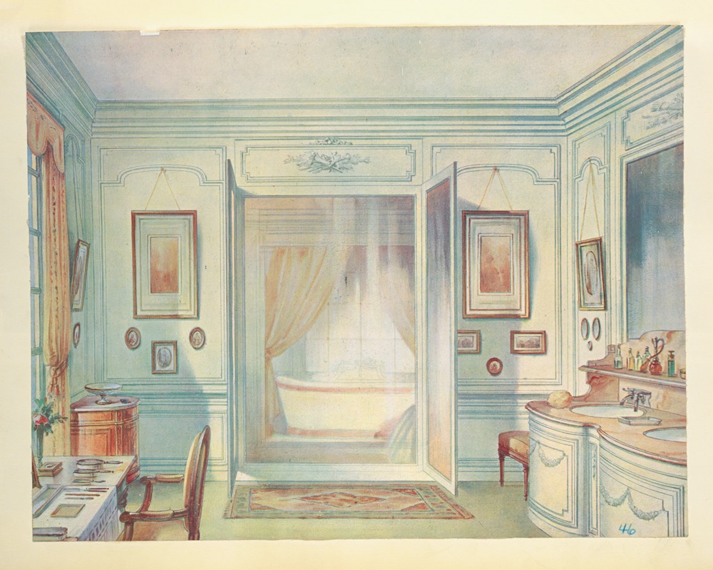 Georges Rémon - Salle de bains Louis XVI, avec une glace à trois faces….