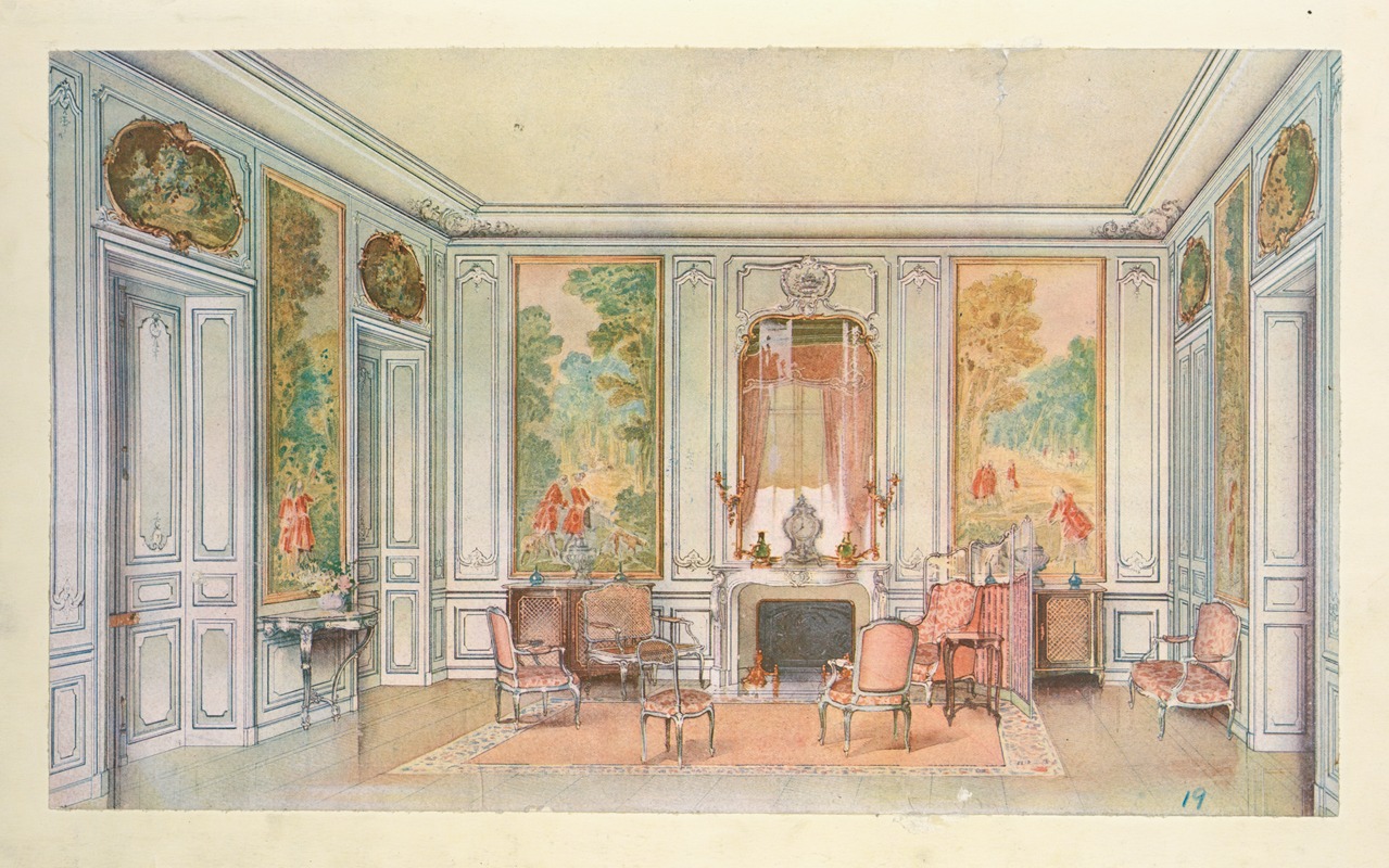 Georges Rémon - Salon Louis XV, peint en gris vert….