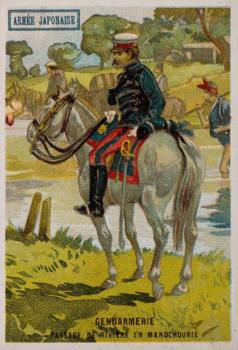 Gustave Black - Armée japonaise; Gendarmerie; Passage de rivière en Mandchourie