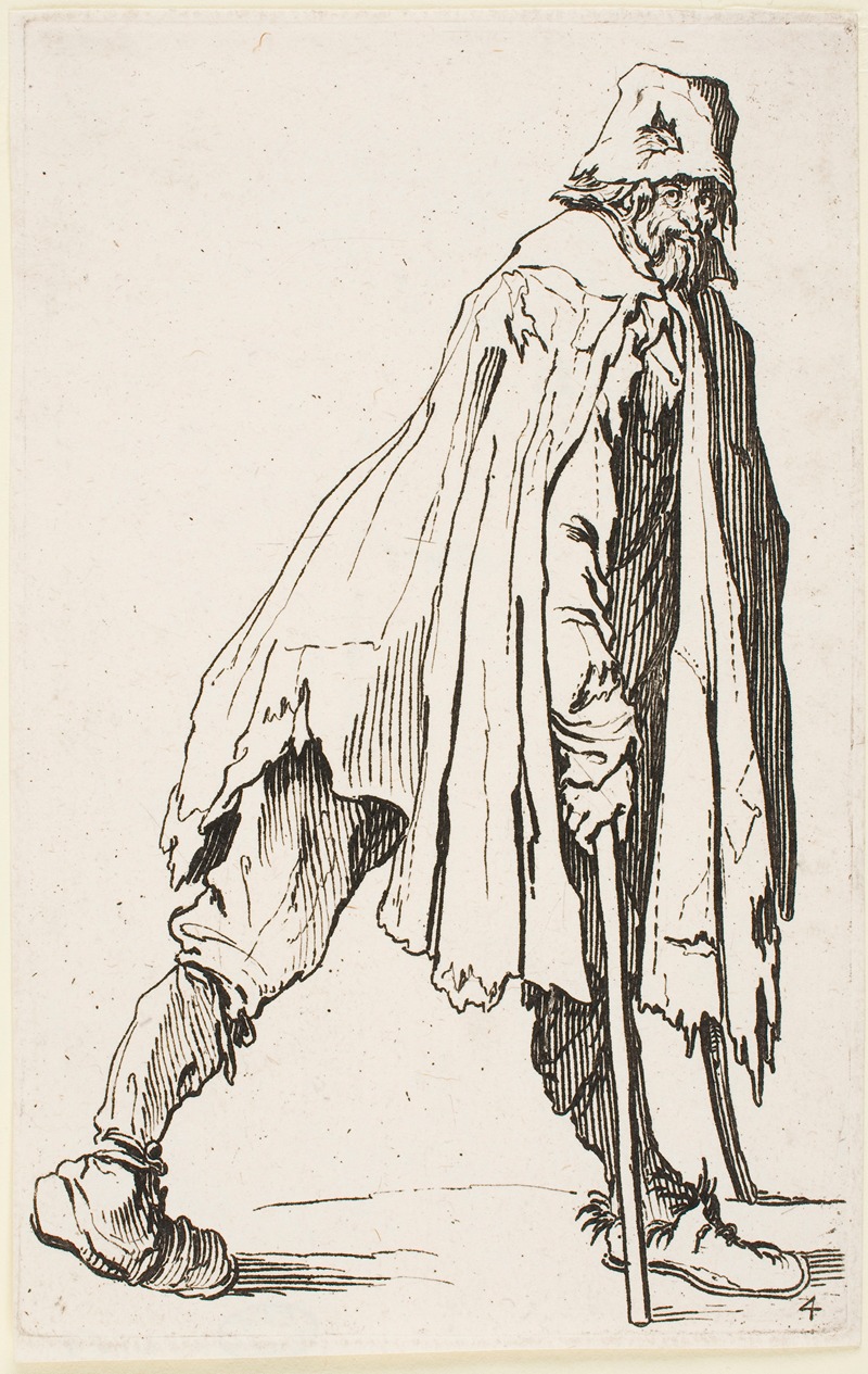 Jacques Callot - The Beggar on Crutches Wearing a Hat