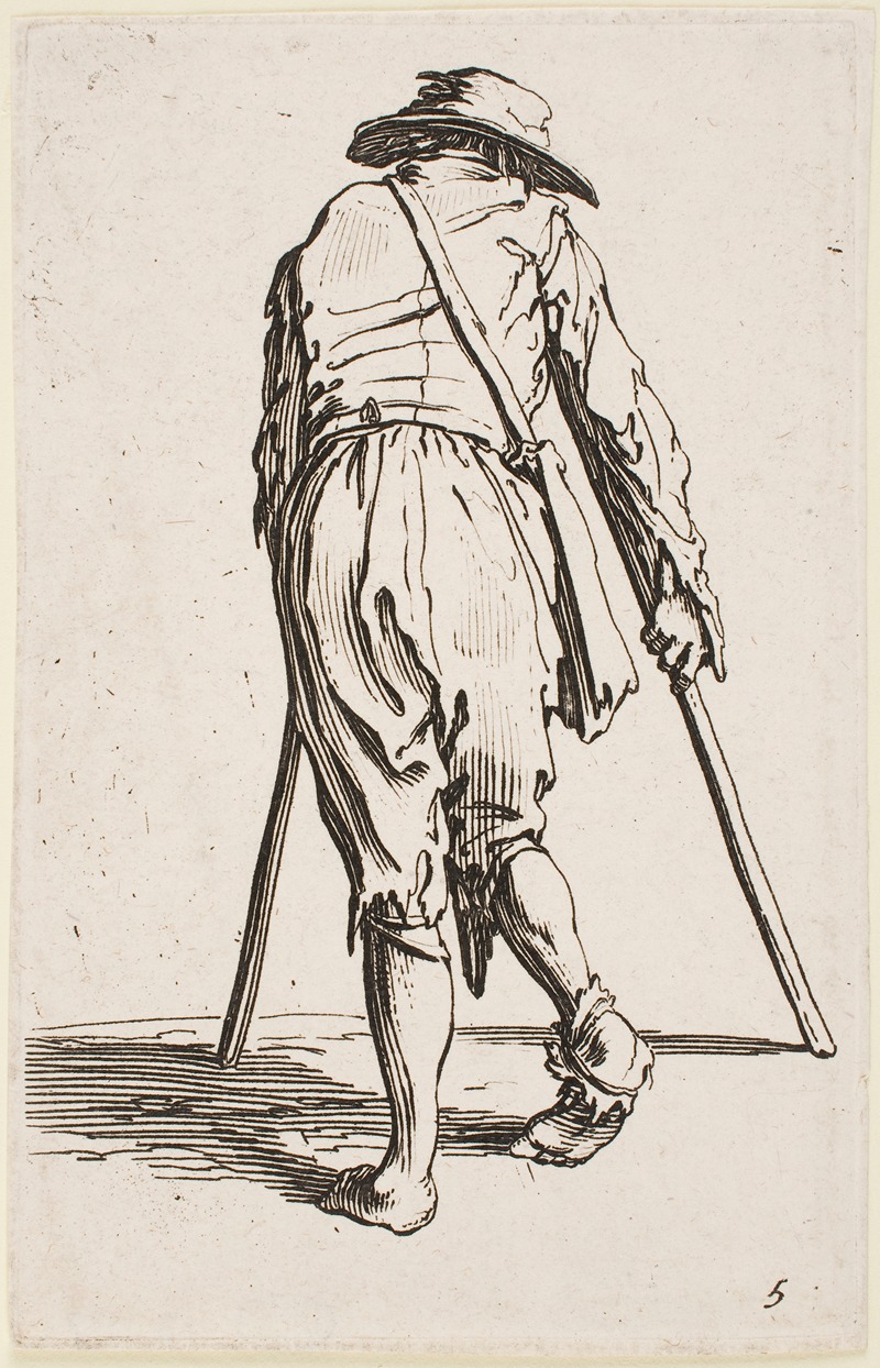 Jacques Callot - The Beggar on Crutches Wearing a Hat and Seen from behind