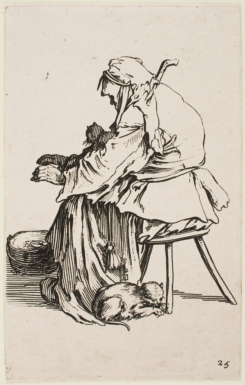 Jacques Callot - Old Lady with Cats