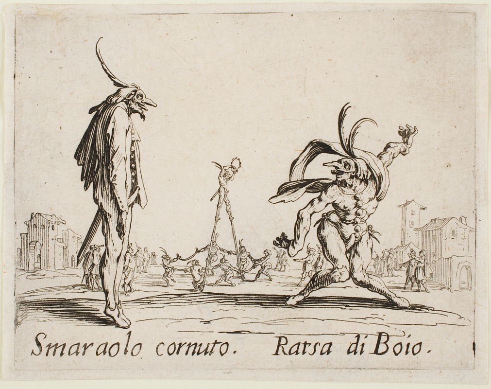 Jacques Callot - Smaraolo Cornuto and Ratsa di Boio
