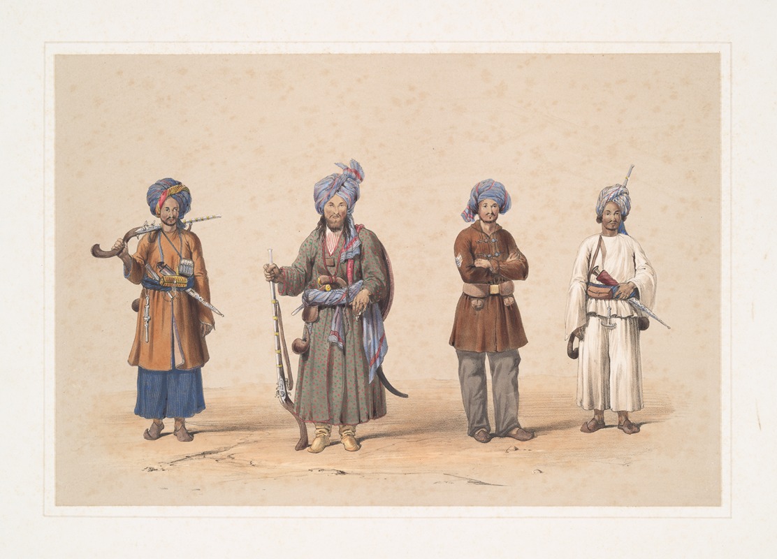 James Atkinson - Aga Jan, an officer of the Kohistan rangers; Meer Humzu, trooper of the first regiment, Janbaz cavalry; a serjeant of Affghan infantry