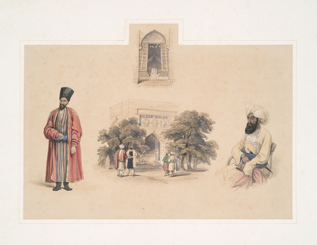 James Atkinson - Exterior of the tomb of Sultan Mahmood, Guznee; Abdool Rusheed Khan; Yacoob Beg, Toorkumun, Ambassador from Khiva to Cabul