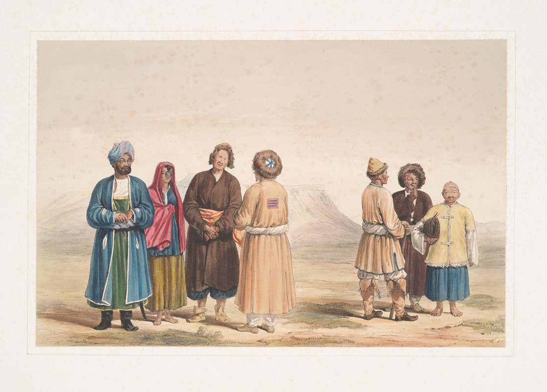 James Atkinson - Fort of Kelat-e-Giljee, a chieftain & female of the Giljee tribe & Huzzareh peasants
