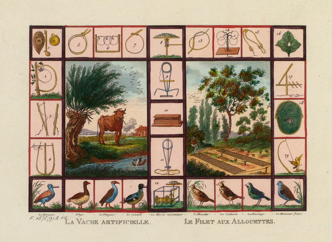 Jean Démosthène Dugourc - La Vache artificielle.Le Filet aux Allouettes