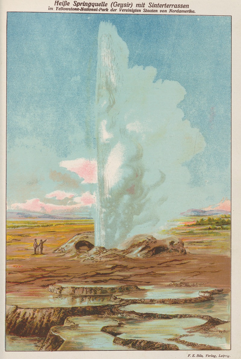 Oskar Hoffmann - Heiße Springquelle (Geysir) mit Sinterterrassen