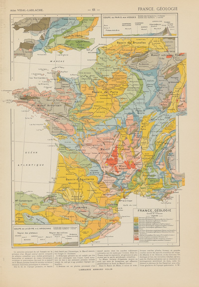 Paul Vidal de La Blache - France. Géologie