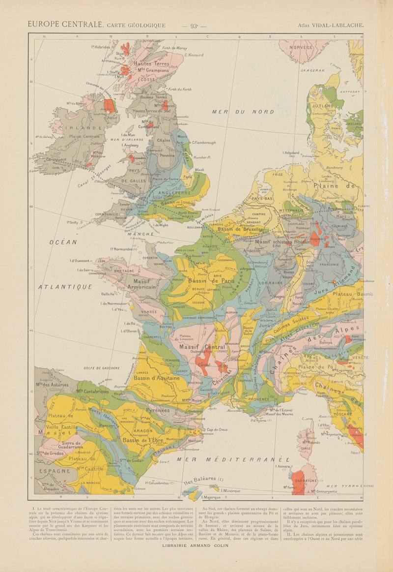 Paul Vidal de La Blache - Carte Géologique de l’Europe Centrale