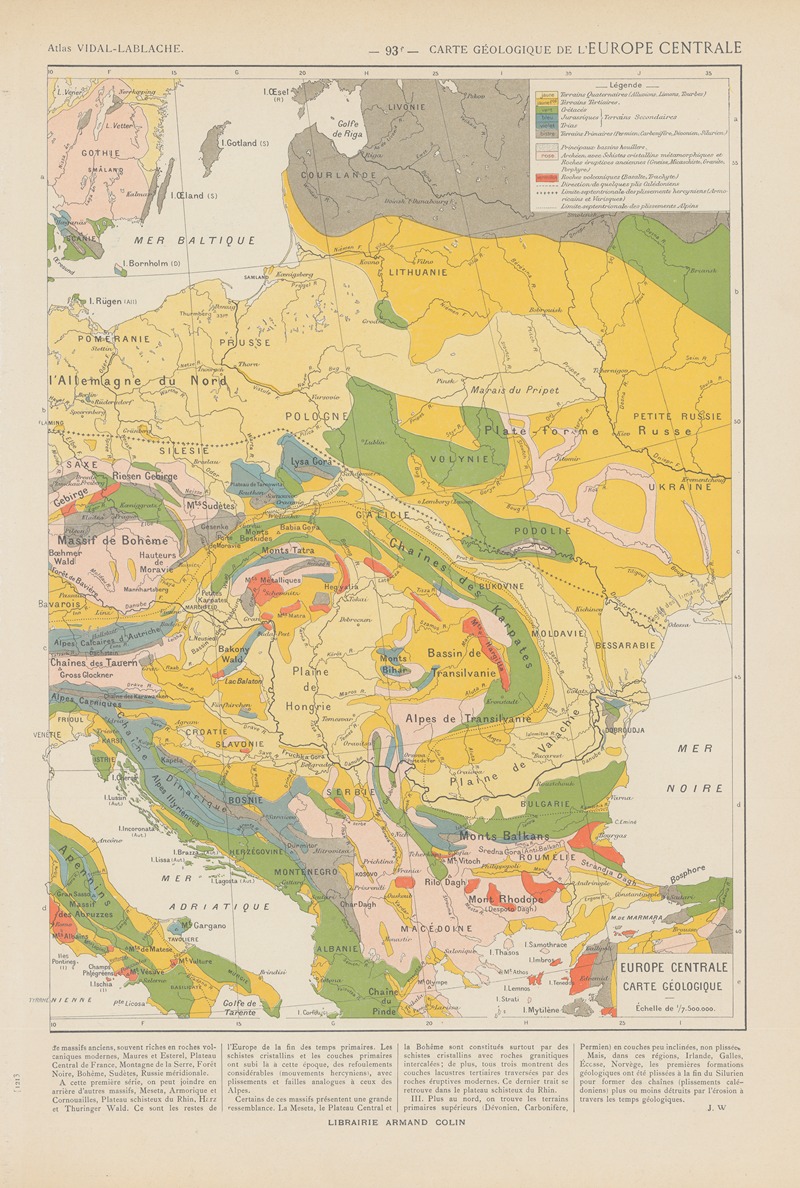 Paul Vidal de La Blache - Carte Géologique de l’Europe Centrale