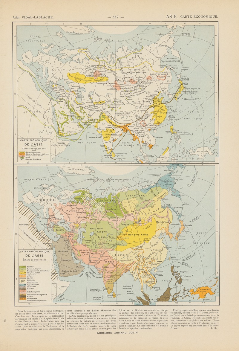 Paul Vidal de La Blache - Asie. Carte Économique