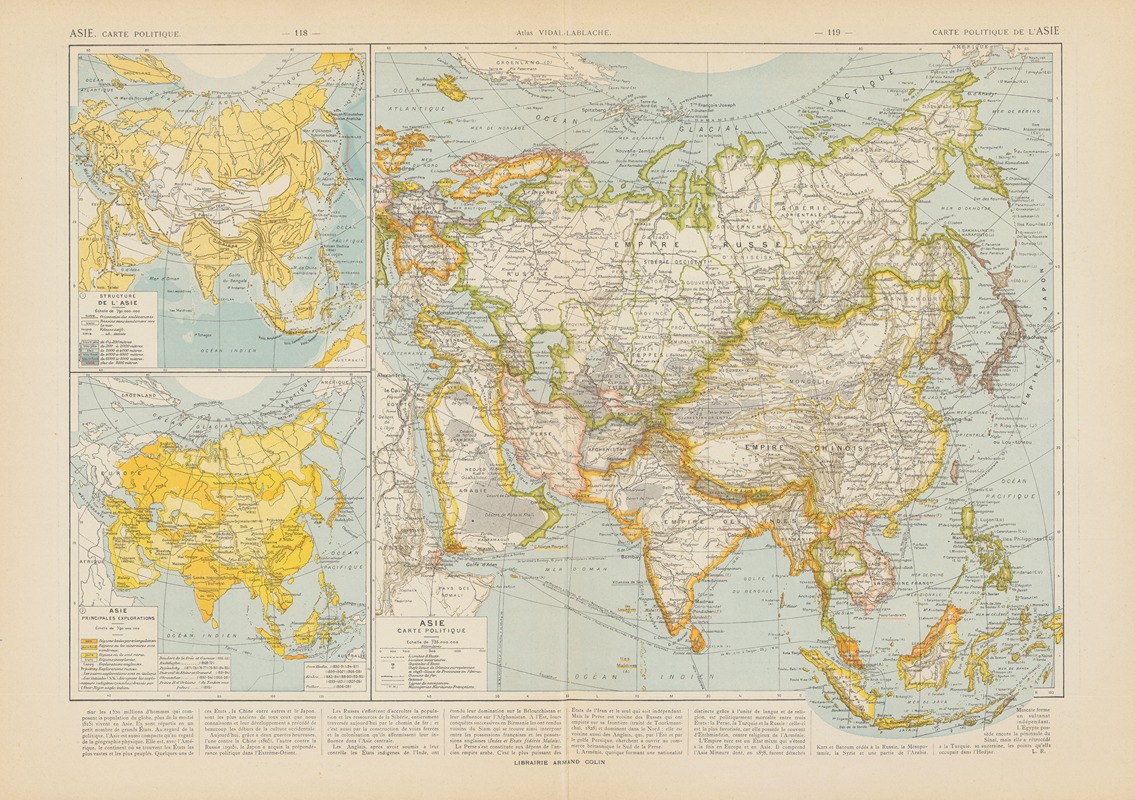 Paul Vidal de La Blache - Carte Politique de l’Asie