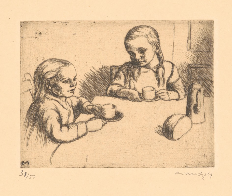 Albert Van Dyck - Children at breakfast