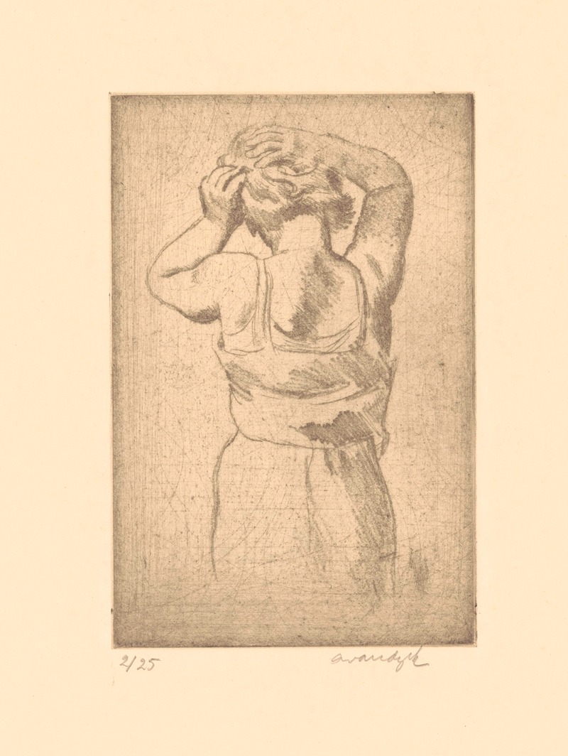 Albert Van Dyck - Woman doing her hair