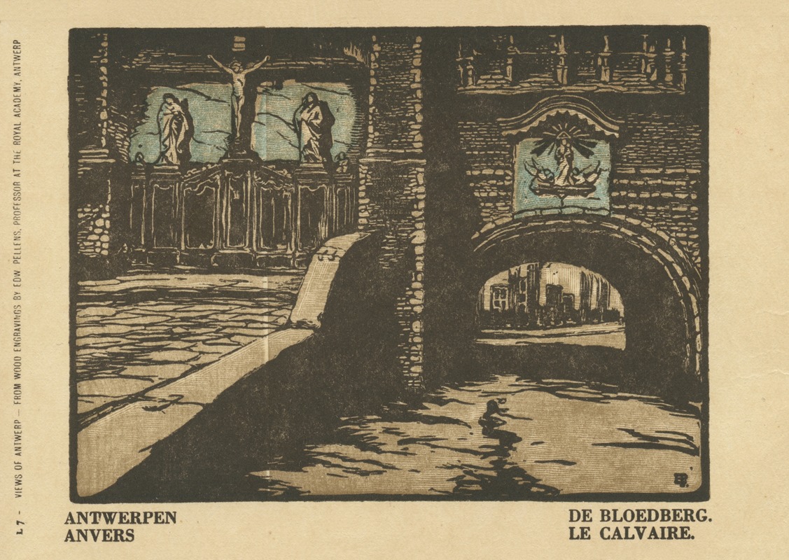 Edward Pellens - Ansichtkaart met een voorstelling van de Bloedberg te Antwerpen