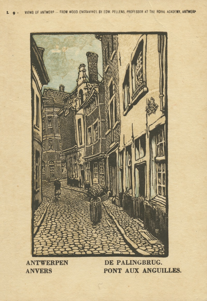 Edward Pellens - Ansichtkaart met een voorstelling van de Palingbrug te Antwerpen