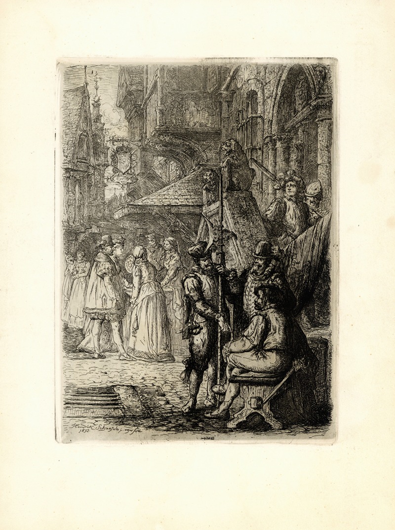 Hendrik Schaefels - Medieval historical street scene