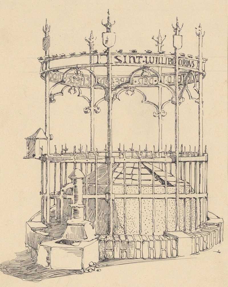 Jacobus Gerardus Veldheer - De Sint-Willibrordusput met smeedijzeren hek