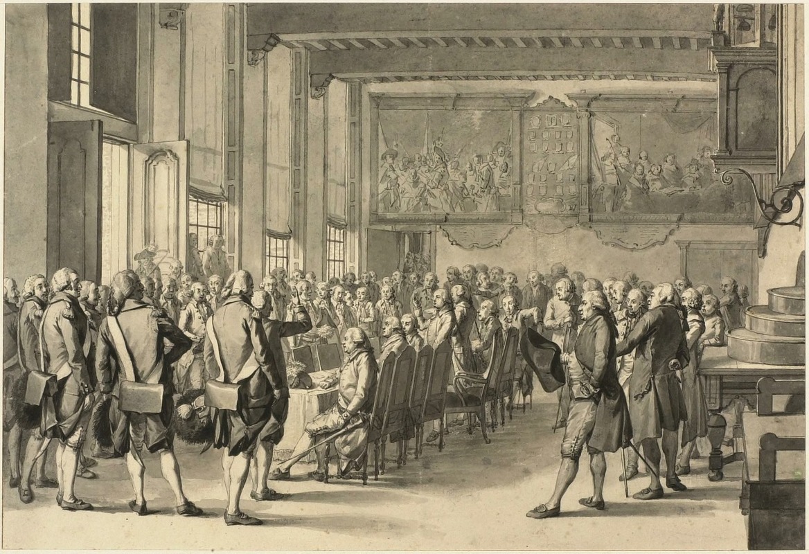 Wybrand Hendriks - Exercitiegenootschap ‘Pro Aris et Focis’, beëdiging in de Grote Zaal van de Doelen, 5 april 1787