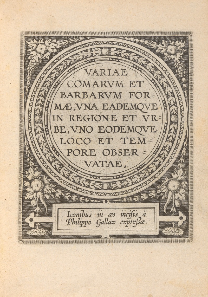 Philip Galle - Variae Comarum et Barbarum formae – Title page