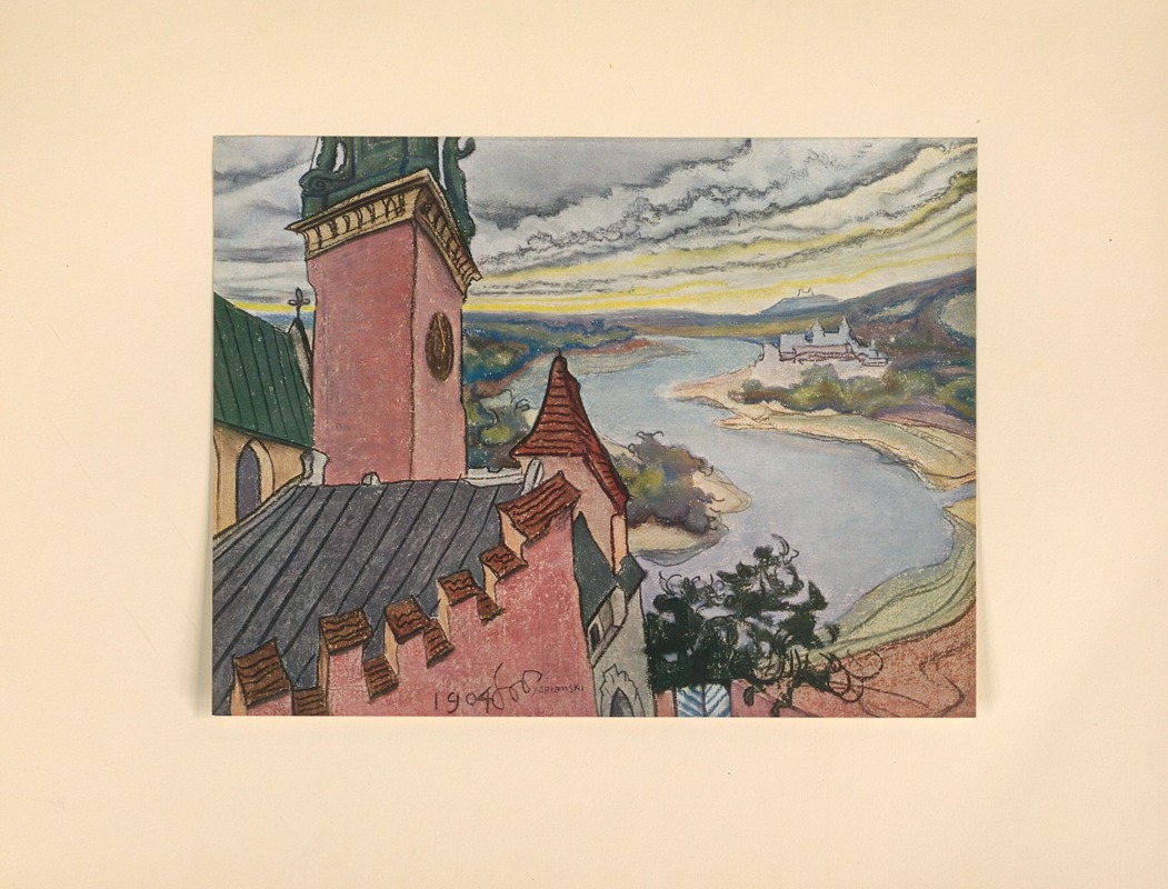 Stanisław Wyspiański - Pejzaz (Widok na wieze Katedry wawelskiej i Wisle)