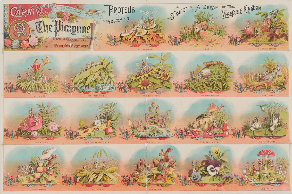 T. Fitzwilliams & Co. - Carnival edition of the Picayune New Orleans La. February 29th 1892 Proteus procession subject a dream of the vegetable kingdom.