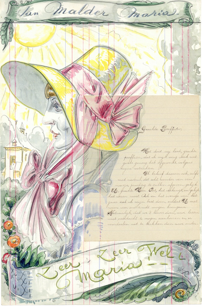 Alfred Ost - Briefillustratie Maria Van Malder