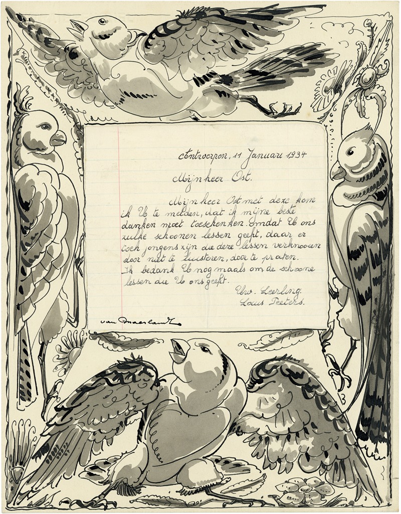 Alfred Ost - Briefillustratie Mussen