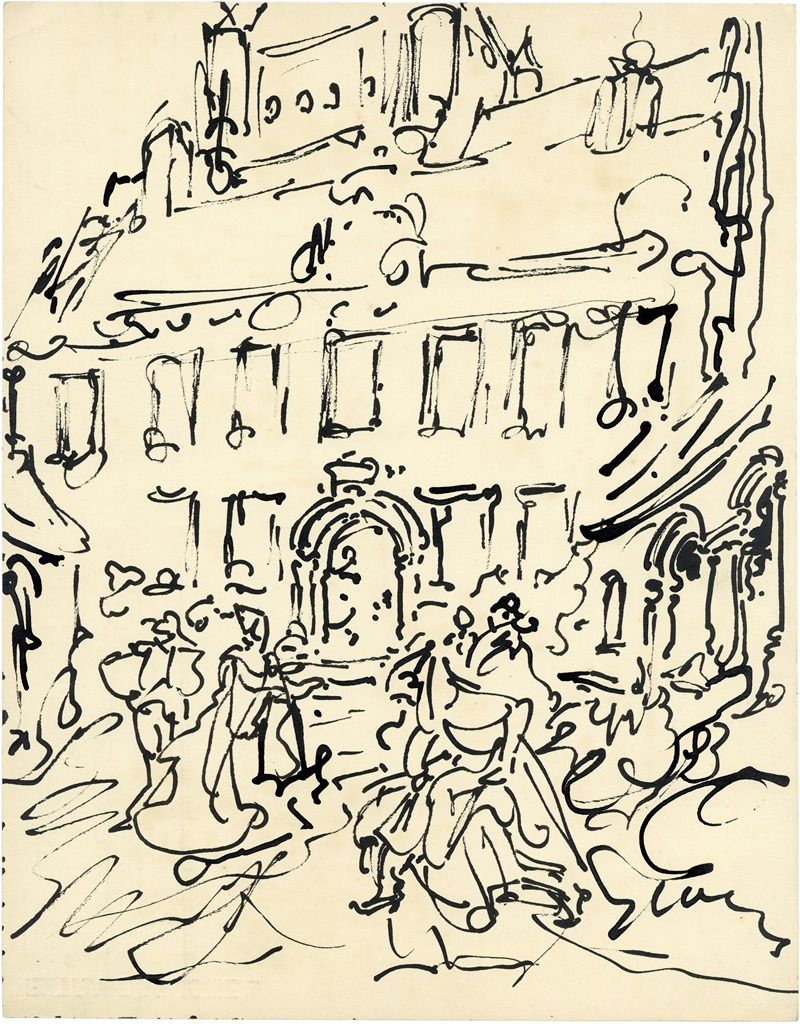Alfred Ost - Gebouw met figuren vooraan