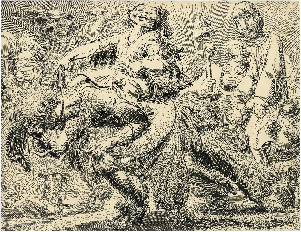 Alfred Ost - Illustratie ‘Lotje’ – Lotje te paard op Flik’s rug