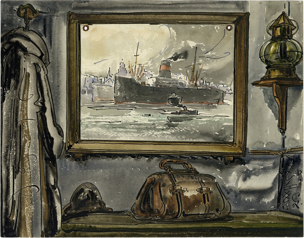 Alfred Ost - Interieur met havenzicht