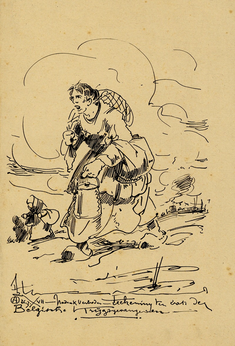Alfred Ost - Ontwerp lithografie ‘Ten bate der Belgische krijgsgevangenen’