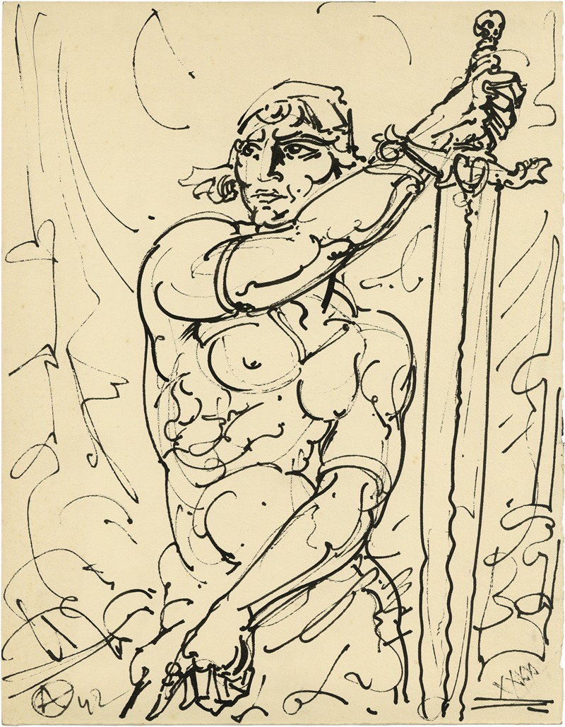 Alfred Ost - Rechtopstaand figuur met zwaard