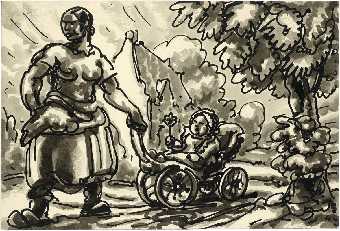 Alfred Ost - Vrouw met kinderwagen