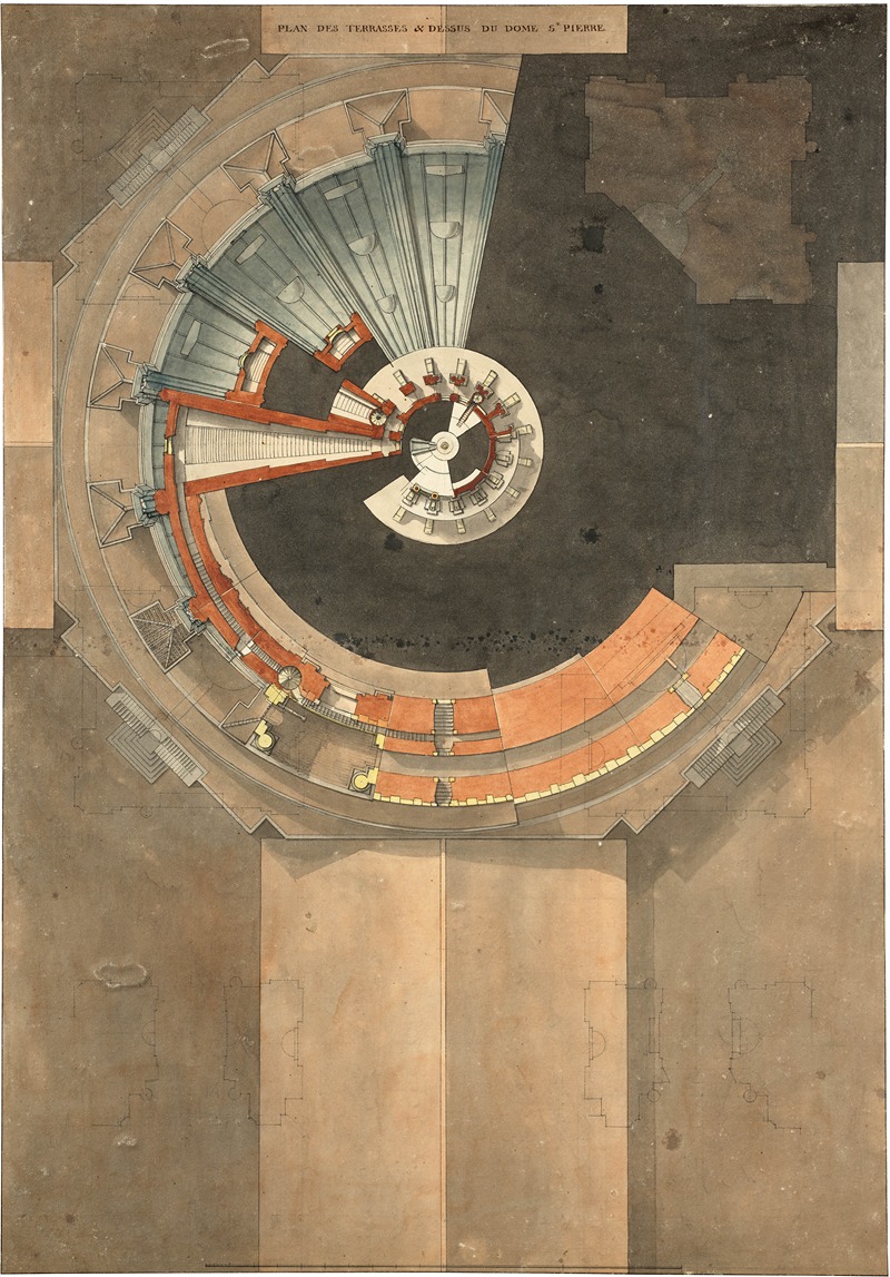 Antoine-Laurent-Thomas Vaudoyer - Plan des terrasses & dessins du dôme st Pierre