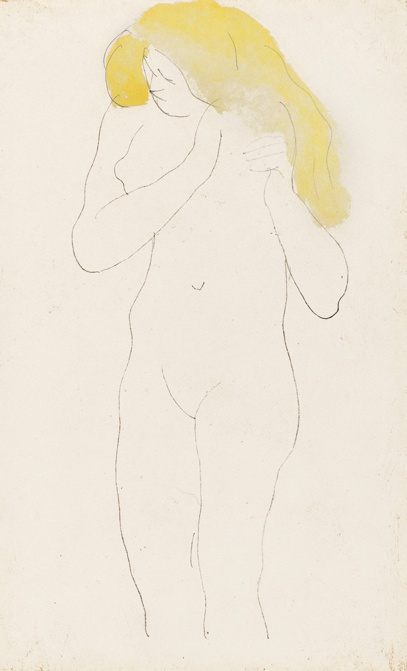 Auguste Rodin - Femme nue debout, les mains à sa chevelure dénouée