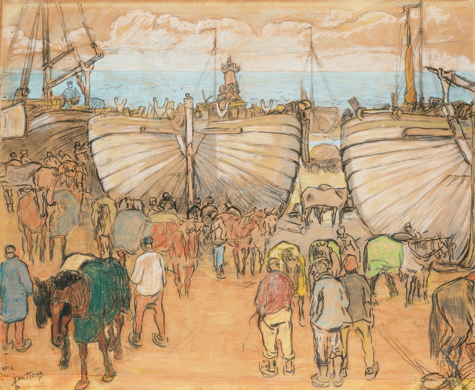 Jan Toorop - Bommen op het strand te Katwijk