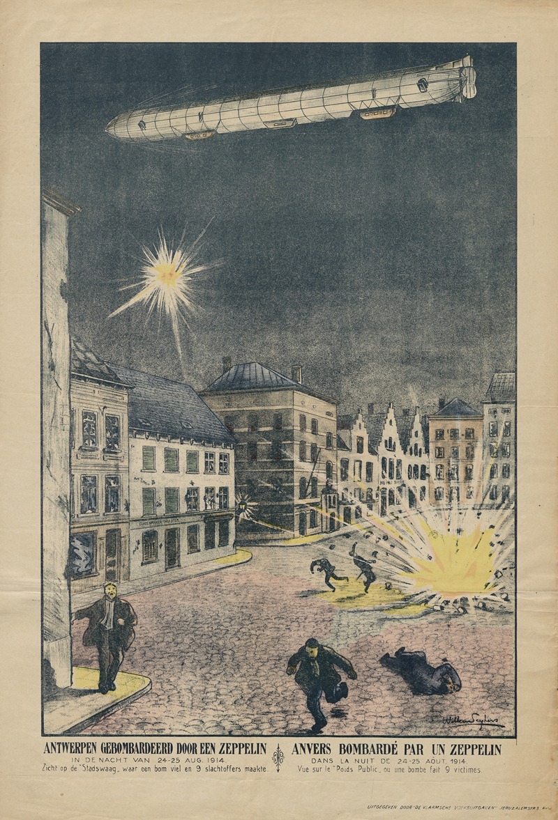 Willem Seghers - Antwerpen gebombardeerd door een zeppelin in de nacht van 24-25 aug. 1914