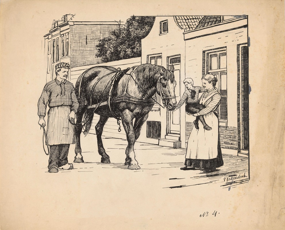 Adrie Vürtheim - Jongen aait een werkpaard