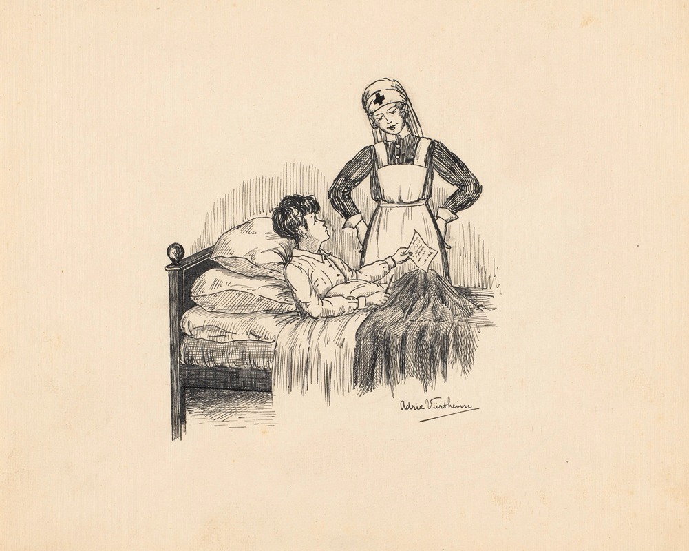 Adrie Vürtheim - Zuster aan het bed van een jongen
