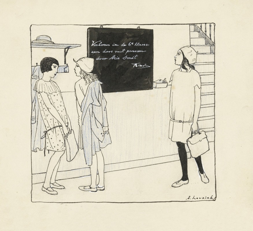 Anny Leusink - Elsje kijkend naar een schoolbord