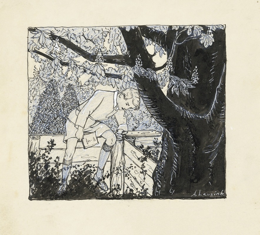 Anny Leusink - Kees zittend op een schutting