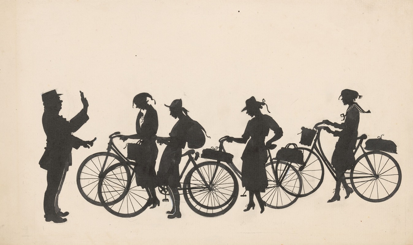 Anonymous - Fietsende meisjes krijgen stopteken van een agent
