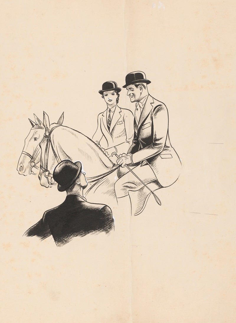 Anonymous - Man en vrouw te paard