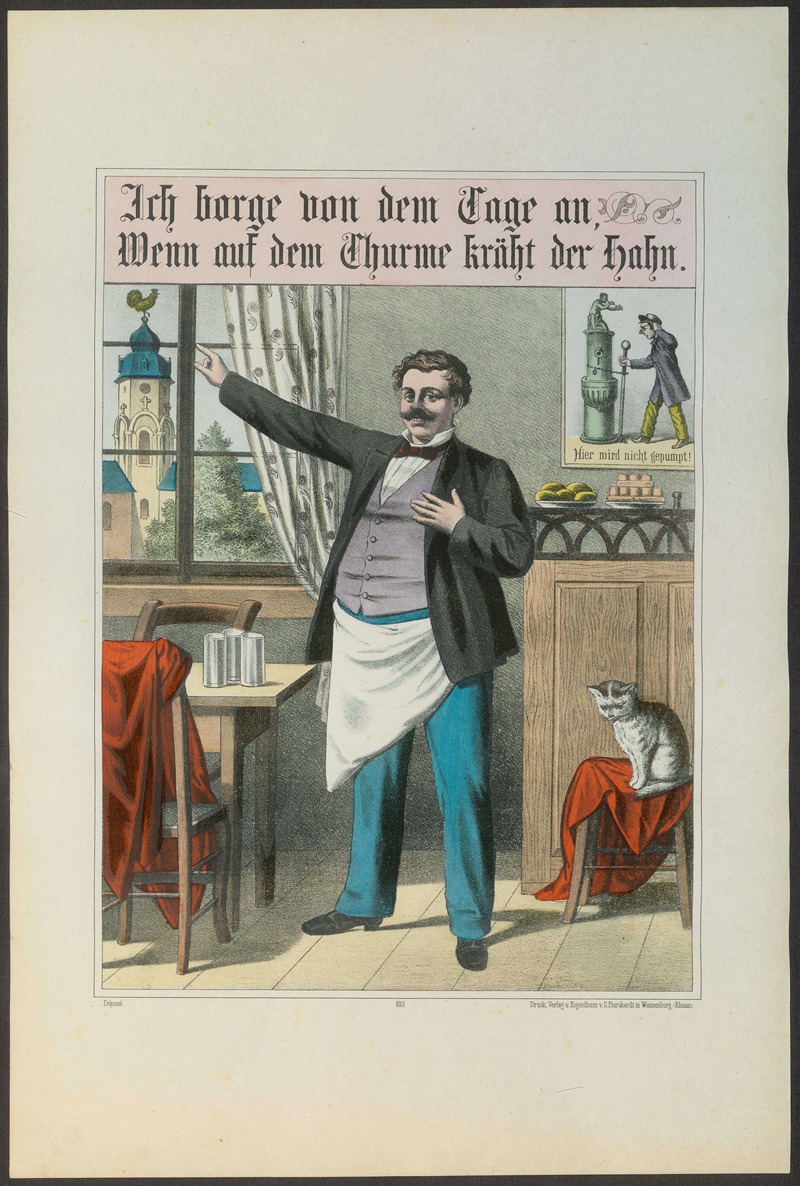 Carl Burckardt - Wirtshausmotiv mit Spruch