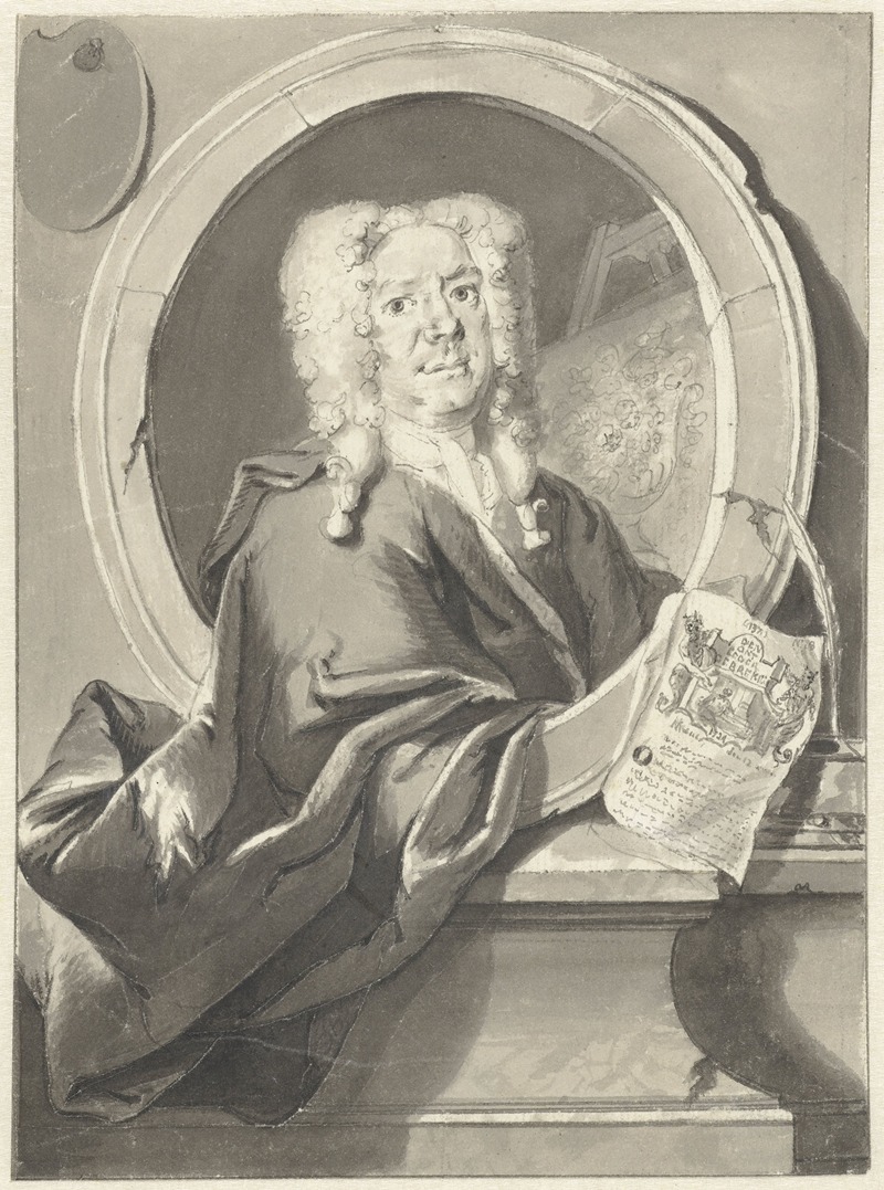 Cornelis Troost - Portret van Jacob Campo Weyerman in medaillon
