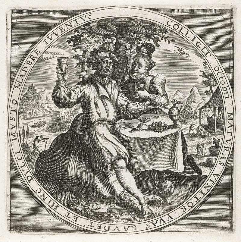 Crispijn van de Passe the Elder - The month of October, wine drinkers