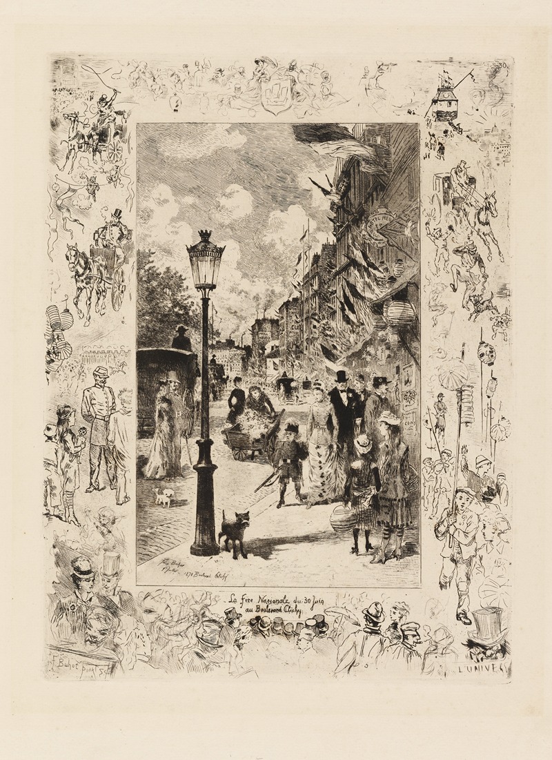 Félix Hilaire Buhot - National Holiday, Boulevard de Clichy